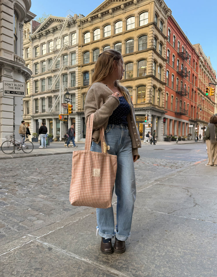 Chai Gingham Tote Bag