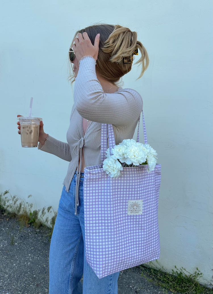 Lavender Gingham Tote Bag