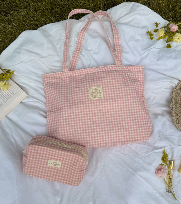 Strawberry Gingham Essentials Pouch