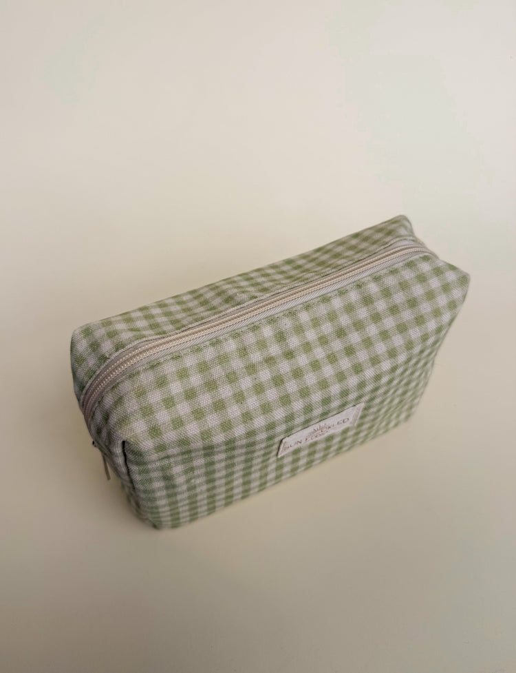 Sage Gingham Essentials Pouch