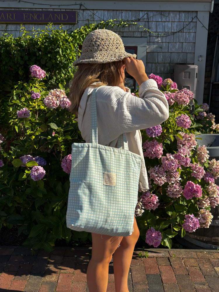 Coastal Gingham Tote Bag