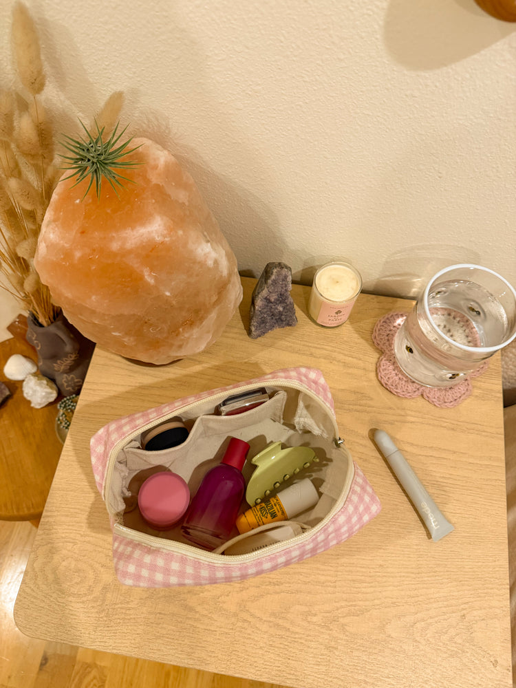 Strawberry Gingham Essentials Pouch