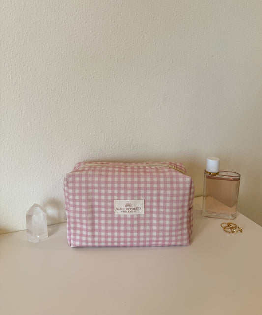 Strawberry Gingham Essentials Pouch
