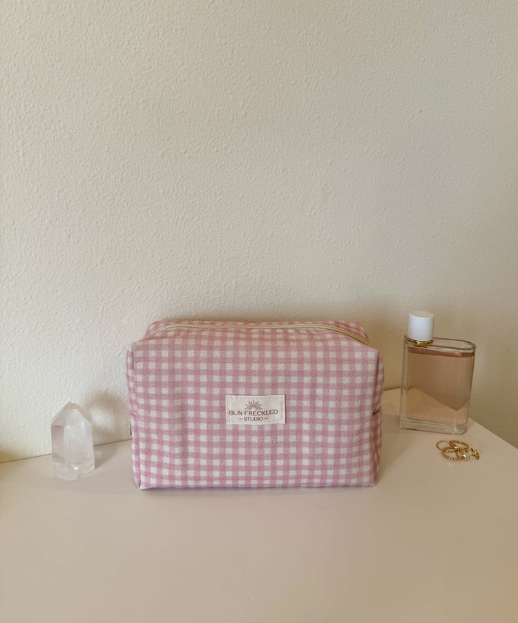 Strawberry Gingham Essentials Pouch