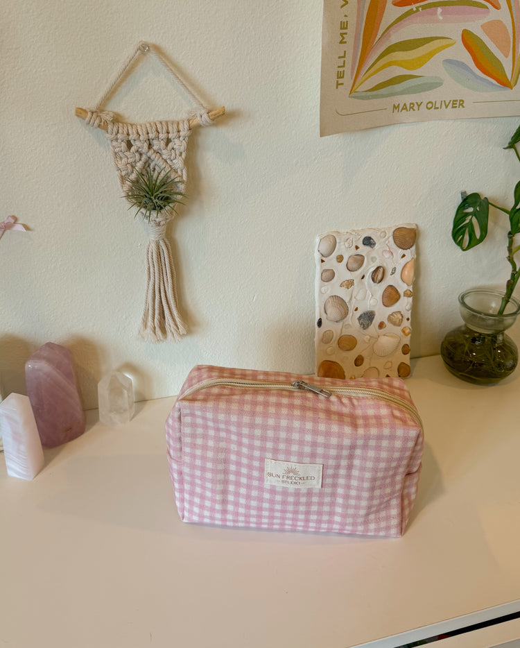 Strawberry Gingham Essentials Pouch