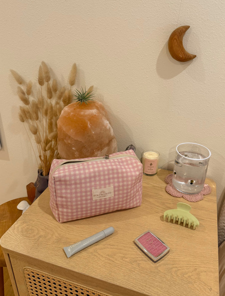 Strawberry Gingham Essentials Pouch